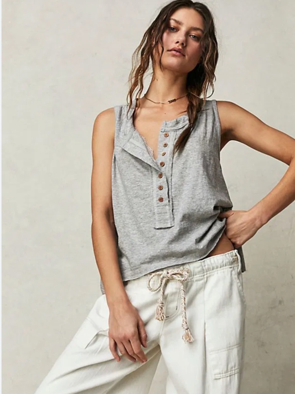 Free People We The Free Josie Henley Tank Heather Gray
